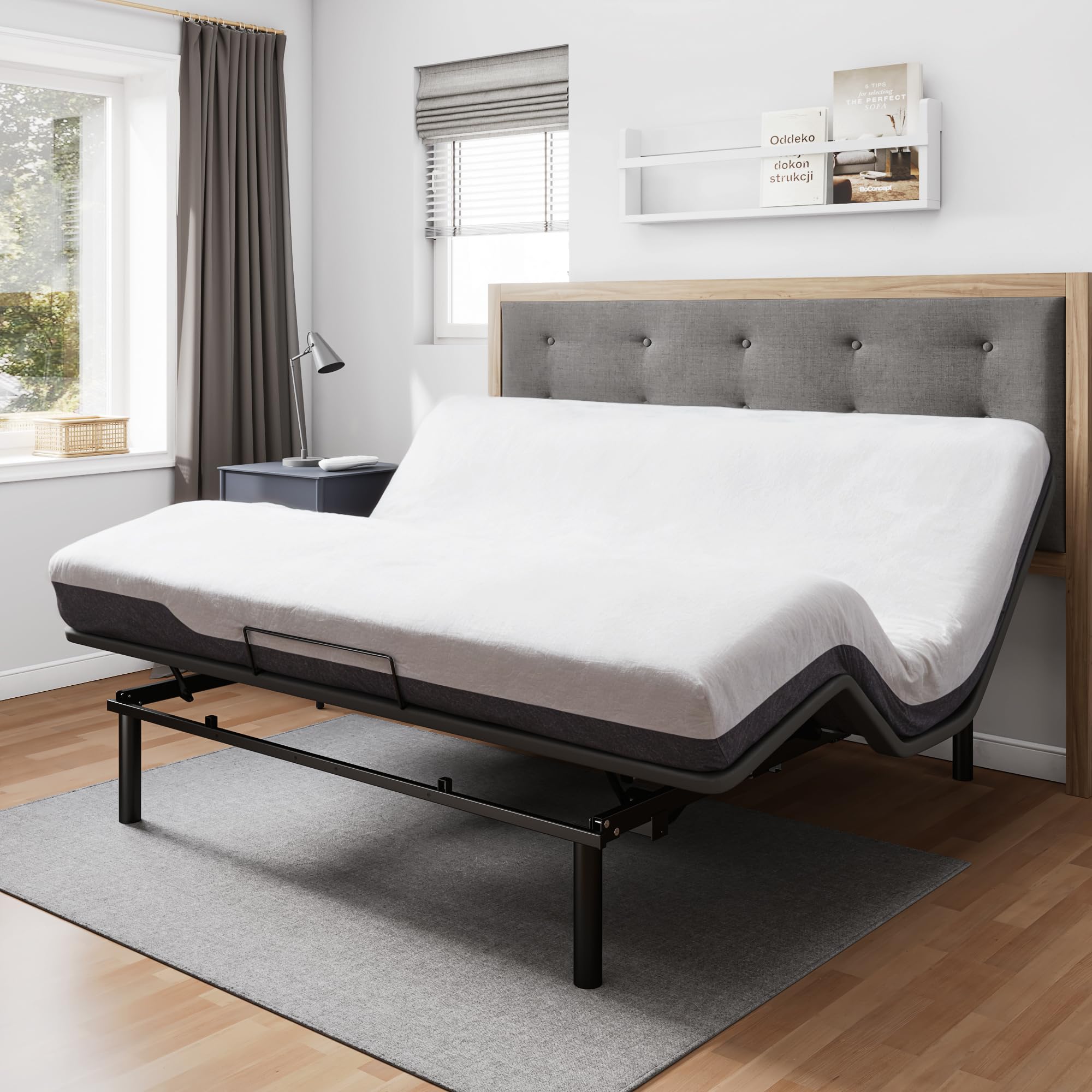 GOLDORO Ergonomic King Size Adjustable Bed Base, Wireless Remote Control, Whisper Quiet Durable Motor, Independent Head and Foot